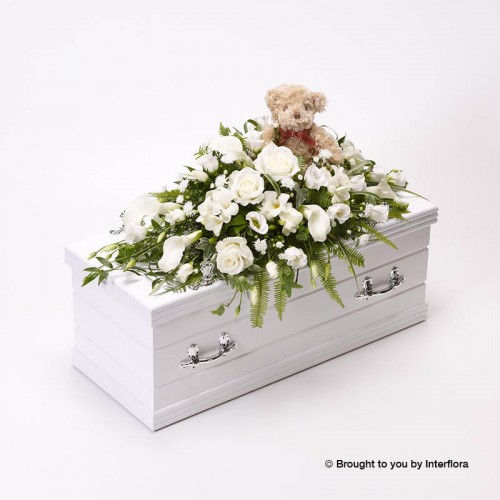 Children’s Casket Spray With Bear - White product image