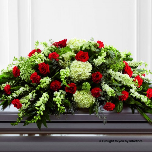 Large Mixed Casket Spray - Red and Green product image