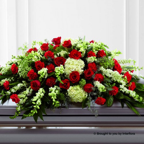 Extra Large Mixed Casket Spray - Red and Green product image