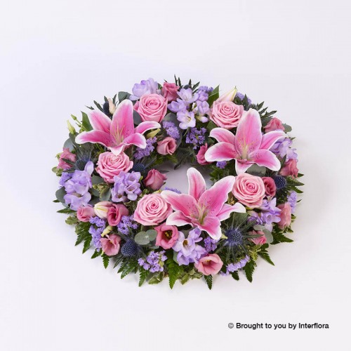 Rose and Lily Wreath - Pink and Lilac product image
