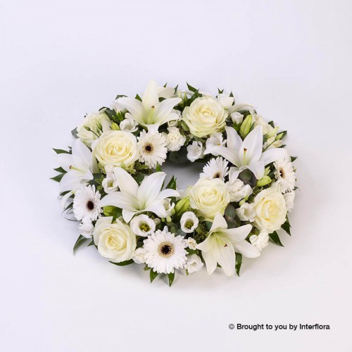 Rose and Lily Wreath - White product image