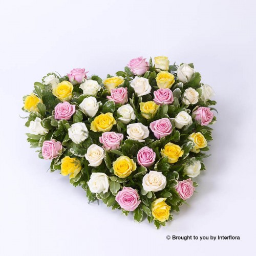 Mixed Rose Heart - Pink, Yellow and Cream product image