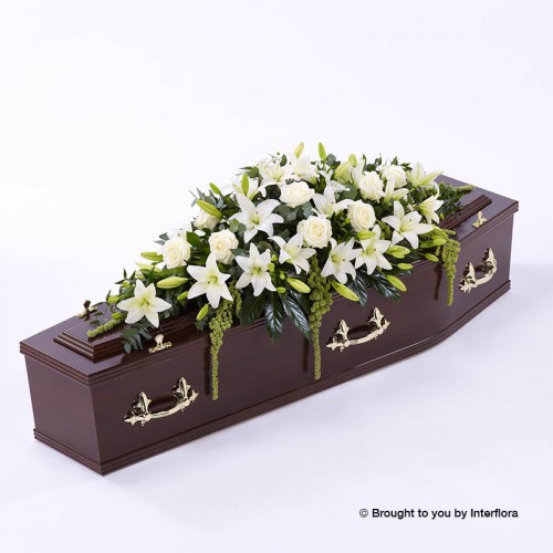 Large Lily and Rose Casket Spray - White product image