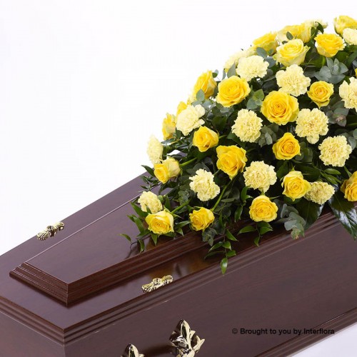 Large Rose and Carnation Casket Spray - Yellow product image