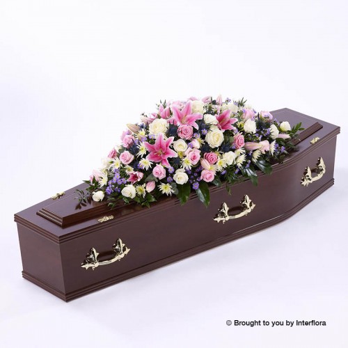 Large Rose and Eryngium Casket Spray product image